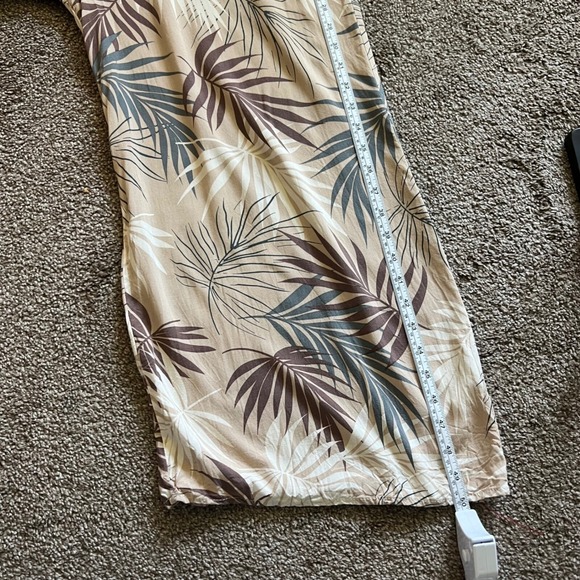 Final Touch Palm Print Jumpsuit Wide Leg‎ Spaghetti Strap Tan Size L - Picture 8 of 12